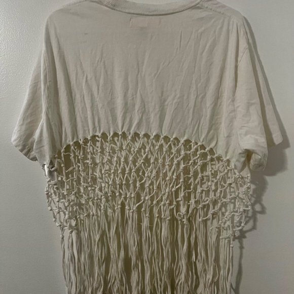 Urban Outfitters White Fringe Tee Shirt - Picture 2 of 3